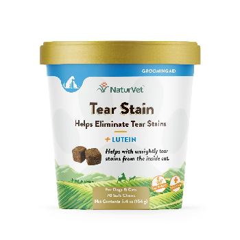 NaturVet Tear Stain Supplement Soft Chews Plus Lutein for Dogs and Cats, 70 count